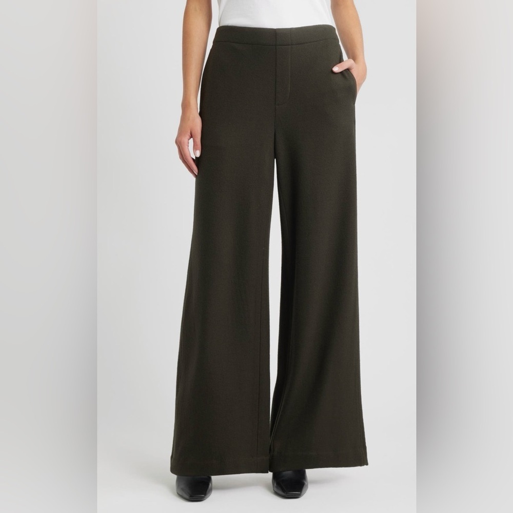 NWT Rag & Bone Melanie Japanese Wool Wide-Leg Olive Green Pants SZ M